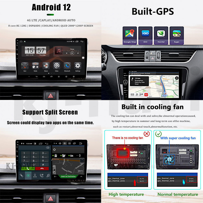 Android 12 - Toyota Highlander 2 XU40 2007 - 2013 Autórádió Multimédia Videolejátszó Navigáció Sztereó GPS No 2Din 2Din DVD