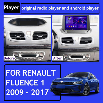 TIEBRO Ραδιόφωνο αυτοκινήτου για Renault Fluence 1 2009-2017 Auto Radio Stereo Multimedia Player Carplay Headunit Bluetooth Receiver 6G+128G