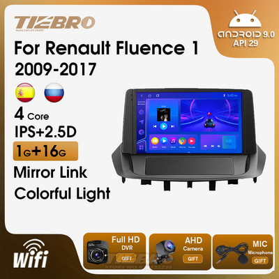 TIEBRO autórádió Renault Fluence 1-hez 2009-2017 Auto Radio Stereo Multimedia Player Carplay fejegység Bluetooth vevő 6G+128G