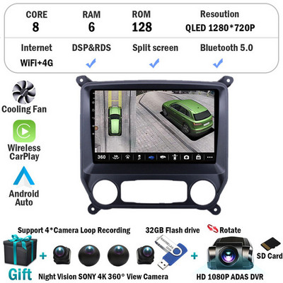 Android 12 Chevrolet Colorado 2014-2018 rendszerhez Silverado GMC Sierra VIA Vtrux Truck 2014-2018 StereoGPS autórádió DVD nélkül