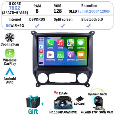 Android 12 Chevrolet Colorado 2014-2018 rendszerhez Silverado GMC Sierra VIA Vtrux Truck 2014-2018 StereoGPS autórádió DVD nélkül