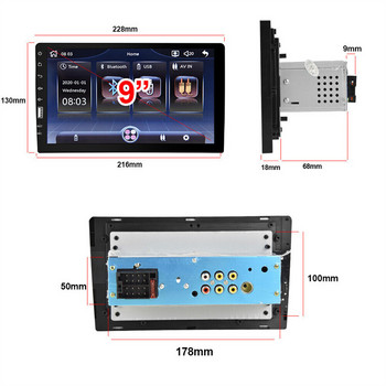 1 Din Стерео радио за кола 9\'\' сензорен екран D-Play Универсален автомобилен мултимедиен MP5 плейър Поддръжка на Bluetooth FM радио Камера за задно виждане