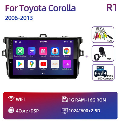 Toyota Corolla 2006-2013 multimédiás videó lejátszóhoz Carplay Android Auto 13" autós sztereó rádiós navigációs GPS 2 Din 4G WiFi