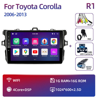 Toyota Corolla 2006-2013 multimédiás videó lejátszóhoz Carplay Android Auto 13" autós sztereó rádiós navigációs GPS 2 Din 4G WiFi