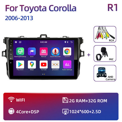 Toyota Corolla 2006-2013 multimédiás videó lejátszóhoz Carplay Android Auto 13" autós sztereó rádiós navigációs GPS 2 Din 4G WiFi