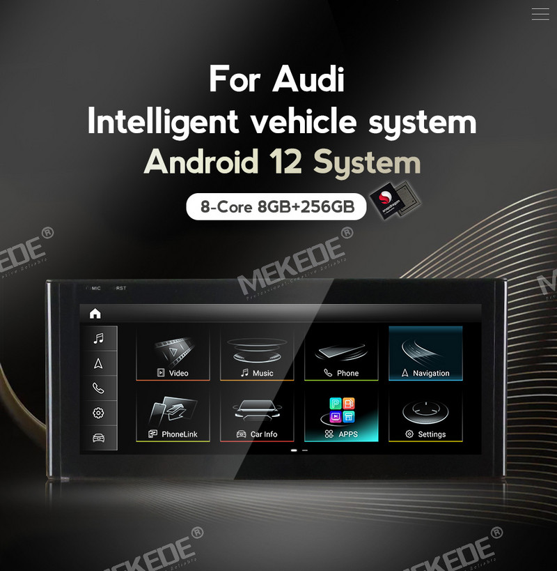1920*720P Android 12 Car Multimedia All-in-one Audi A4L A4 B9 A5 2016 2017 2018 2019 2020 Carplay automatikus osztott képernyős GPS DSP