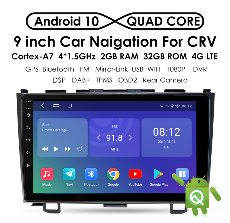 2din Android autórádió audio Honda CRV CR-V CARPLAY 2007 2008 2010 2011 2012 Autoradio Stereo Multimedia Video Player GPS