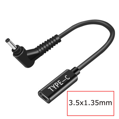 USB Type C Female to 90 Degree Right Angle DC Connector Adapter PD Charging Power Supply Charger Converter Cable for Laptop