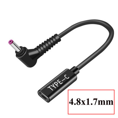 USB Type C Female to 90 Degree Right Angle DC Connector Adapter PD Charging Power Supply Charger Converter Cable for Laptop