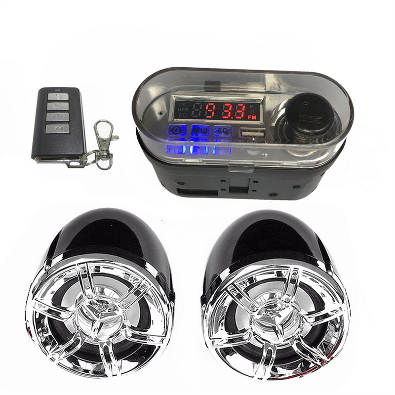 Motorkerékpár Bluetooth audio vízálló sztereó hangszóró zenelejátszó FM rádió támogatás USB TF kártya szivargyújtó visszaszerelhető sztereó