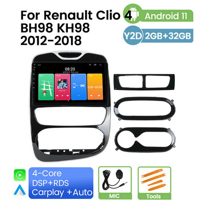 QLED Android 11 RDS Автомобилно радио Мултимедиен GPS навигационен плейър за Renault Clio 4 BH98 KH98 2012 - 2016 Стерео уредба Carplay AUTO