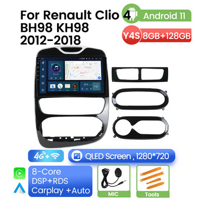 QLED Android 11 RDS Автомобилно радио Мултимедиен GPS навигационен плейър за Renault Clio 4 BH98 KH98 2012 - 2016 Стерео уредба Carplay AUTO