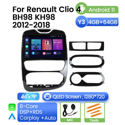 QLED Android 11 RDS Автомобилно радио Мултимедиен GPS навигационен плейър за Renault Clio 4 BH98 KH98 2012 - 2016 Стерео уредба Carplay AUTO