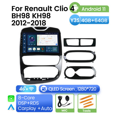QLED Android 11 RDS Автомобилно радио Мултимедиен GPS навигационен плейър за Renault Clio 4 BH98 KH98 2012 - 2016 Стерео уредба Carplay AUTO