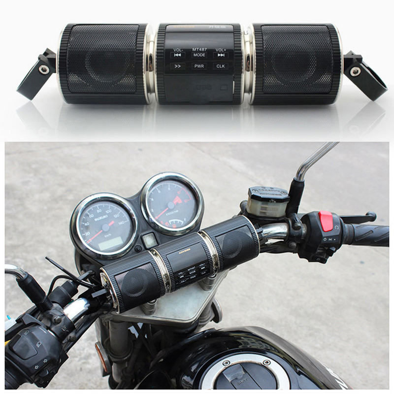 Motorkerékpár audio zenelejátszó Bluetooth-kompatibilis motorkerékpár MP3 audio lejátszó kormányrúd IPX4 vízálló robogó ATV-hez