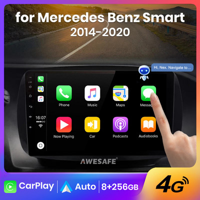 AWESAFE PX9s за Mercedes Benz Smart Fortwo 2014 - 2020 Радио за кола Автомобилни видео плейъри CarPlay Android Auto GPS No 2 din 2din DVD