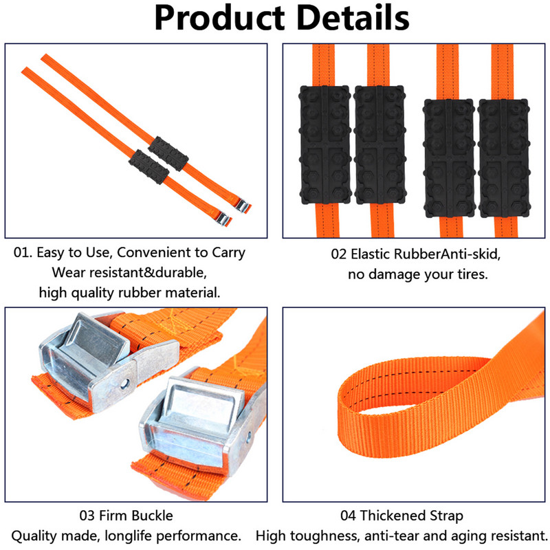 Lanț pentru anvelope auto de iarnă, anvelope multifuncționale, nisip, șine, lanț universal pentru roți auto, lanțuri de siguranță, accesorii groase pentru mașină MGO3