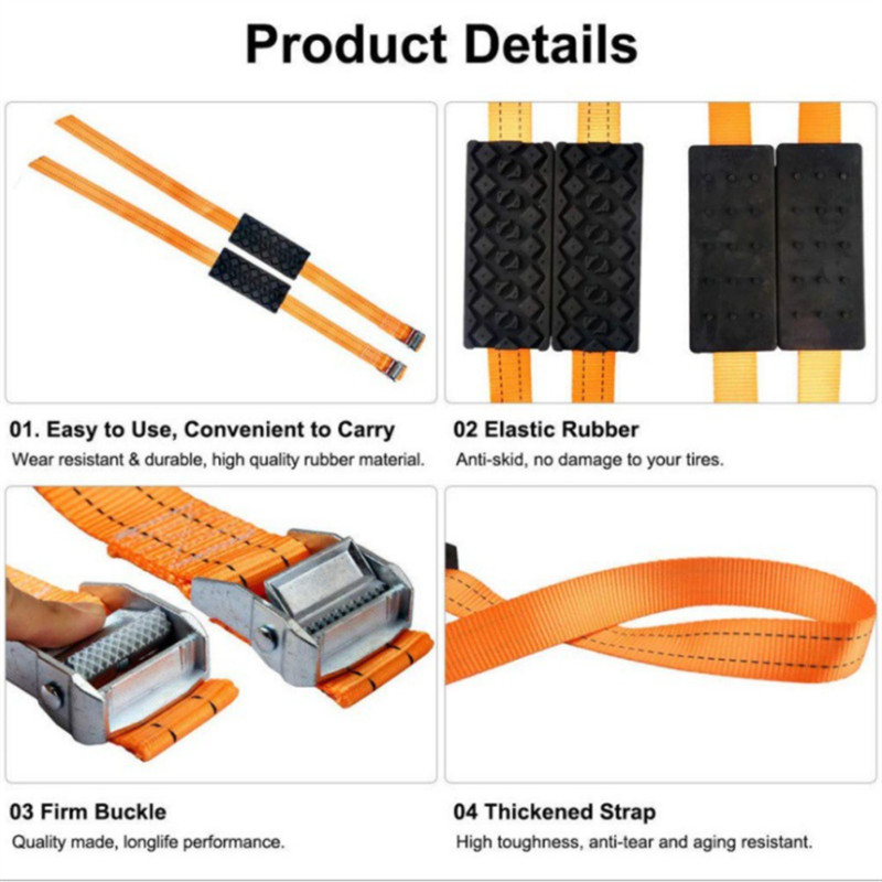 Mașină Motocicletă Blocuri de tracțiune antiderapante pentru roți Lanț anti-alunecare Gheață Zăpadă Noroi Nisip Curele pentru anvelope Urgență Iarna Conducere în siguranță