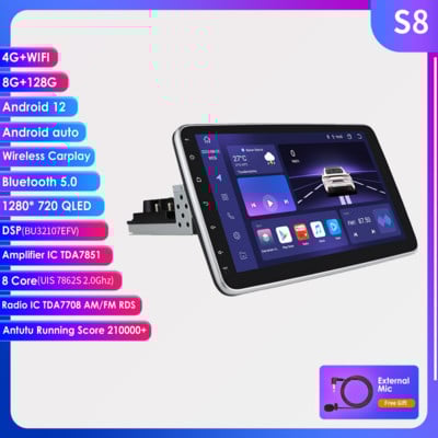 10.1'' Octa UIS7862S Autoradio Android Universal Auto Radio Player Multimedia Schermo Estraibile Stereo GPS Panou detasabil SWC