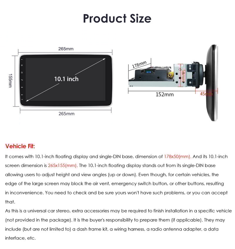 10.1'' Octa UIS7862S Autoradio Android Universal Auto Radio Player Multimedia Schermo Estraibile Stereo GPS Panou detasabil SWC