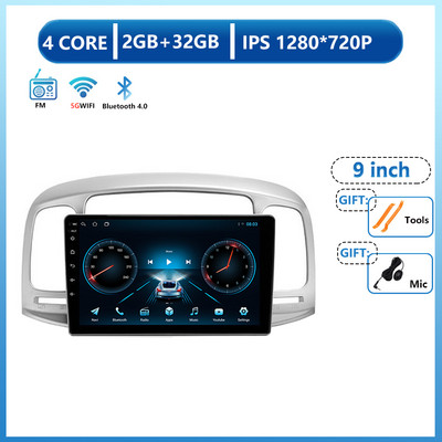 Multimédiás videolejátszó Auto Android 13 autórádió Hyundai Accent 2008 2009 2010 2011 Sztereó GPS Navigáció Carplay WIFI 4G