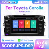 Wireless Carplay 64G 2Din Android 11 Radio auto DVD Player pentru TOYOTA AURIS Altis COROLLA 2012 2013 Navigație GPS Multimedia DSP