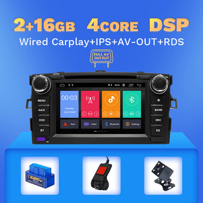 Wireless Carplay 64G 2Din Android 11 Radio auto DVD Player pentru TOYOTA AURIS Altis COROLLA 2012 2013 Navigație GPS Multimedia DSP