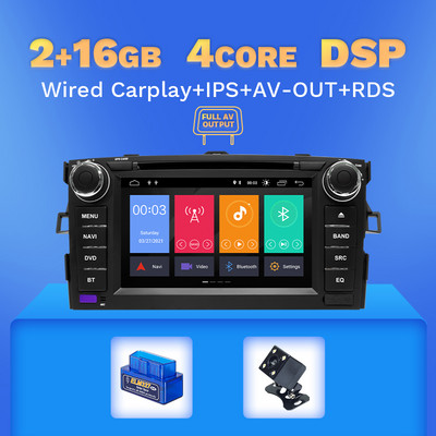 Wireless Carplay 64G 2Din Android 11 Radio auto DVD Player pentru TOYOTA AURIS Altis COROLLA 2012 2013 Navigație GPS Multimedia DSP