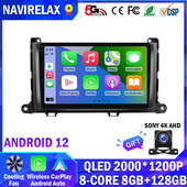 Android 12 Car Radio Player pentru Toyota Sienna 2009 2010 2011 2012 2013 2014 din Multimedia Autoradio Carplay navigare GPS WiFi