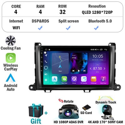 Android 12 Car Radio Player pentru Toyota Sienna 2009 2010 2011 2012 2013 2014 din Multimedia Autoradio Carplay navigare GPS WiFi