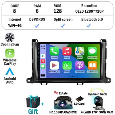 Android 12 Car Radio Player pentru Toyota Sienna 2009 2010 2011 2012 2013 2014 din Multimedia Autoradio Carplay navigare GPS WiFi