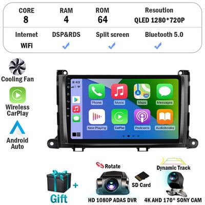 Android 12 Car Radio Player pentru Toyota Sienna 2009 2010 2011 2012 2013 2014 din Multimedia Autoradio Carplay navigare GPS WiFi