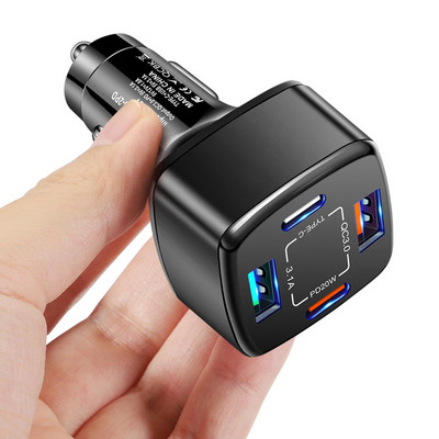 Încărcător auto USB C 20W PD Adaptor telefoane mobile cu încărcare rapidă pentru iPhone Samsung Xiaomi Huawei 4 porturi Încărcător auto USB Quick C S4S3