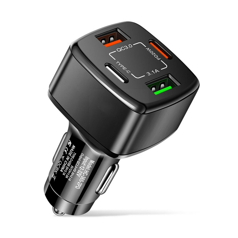 Încărcător auto USB C 20W PD Adaptor telefoane mobile cu încărcare rapidă pentru iPhone Samsung Xiaomi Huawei 4 porturi Încărcător auto USB Quick C S4S3