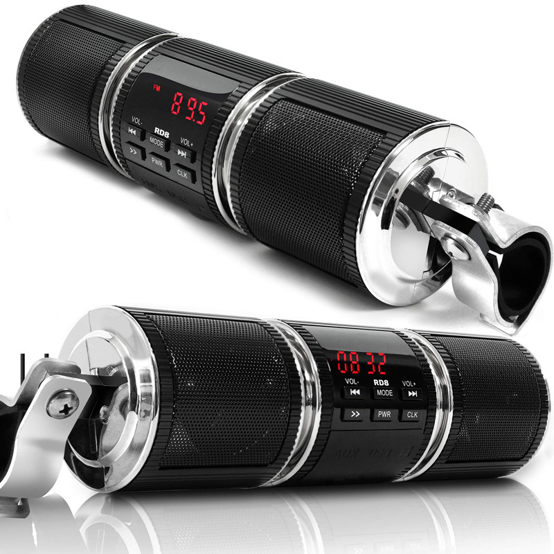 YT0186 Player muzical Bluetooth pentru motociclete Amplificator audio MP3 Radio FM Ecran LED reglabil Difuzor stereo pentru motociclete impermeabil