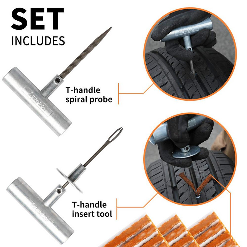 Univerzalni set za popravak guma za automobile Auto kombi Motocikli Alati za popravak guma za bicikle Hitni komplet za popravak probušene gume bez zračnice za teške uvjete rada