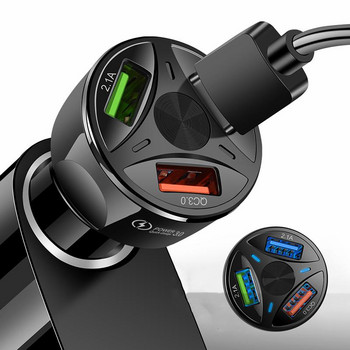 3 Θύρες USB Car Fast Charger DC 12-24V Multi-port 2x2.1A+QC3.0 Lighting Display Υποδοχή φόρτισης Φορτιστές αναπτήρα τσιγάρων