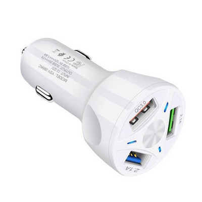 Încărcător rapid USB pentru mașină cu 3 porturi DC 12-24V Multi-port 2x2.1A+QC3.0 Iluminare Display Priză de încărcare Încărcătoare pentru brichetă
