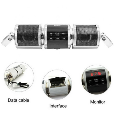 Ghidon Motocicletă MP3 Player Difuzor Bluetooth Muzică Radio FM Suport reglabil Impermeabil Motocicletă Audio Stereo 12V