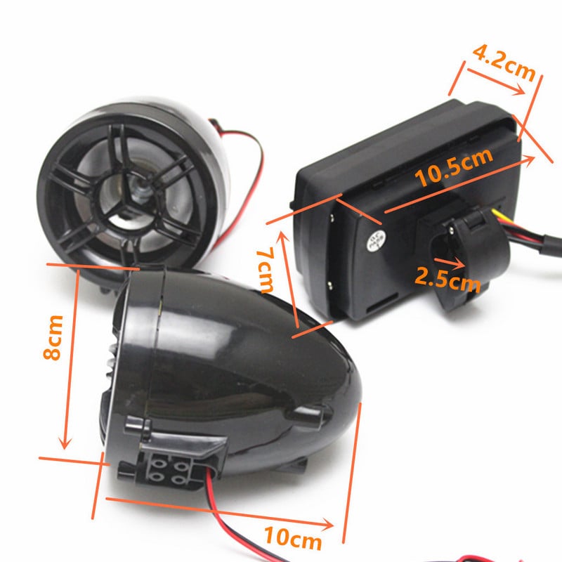 Difuzoare LCD Bluetooth rezistente la apă Kit audio pentru motociclete Mâini libere Suport muzică MP3 de pe cardul USB sau SD/TF