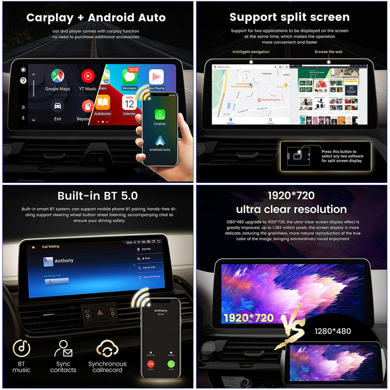 Ecran de 12,3“ pentru BMW X5 F15 2014 - 2017 X6 F16 NBT EVO Android Auto Multimedia 1920X720HD Unitate principală Wireless Carplay Ai Voice