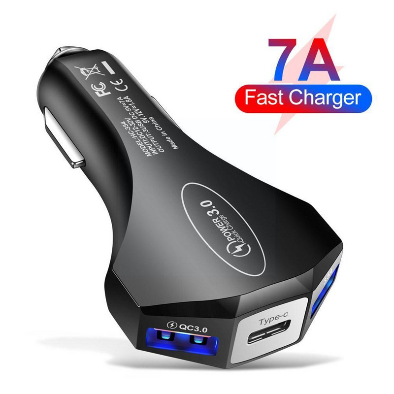 Încărcător auto 7A USB tip C PD Încărcător rapid Încărcare rapidă 3.0 pentru iPhone 13 Samsung Xiaomi Huawei Încărcare mașină mobilă telefon Ch J1B3