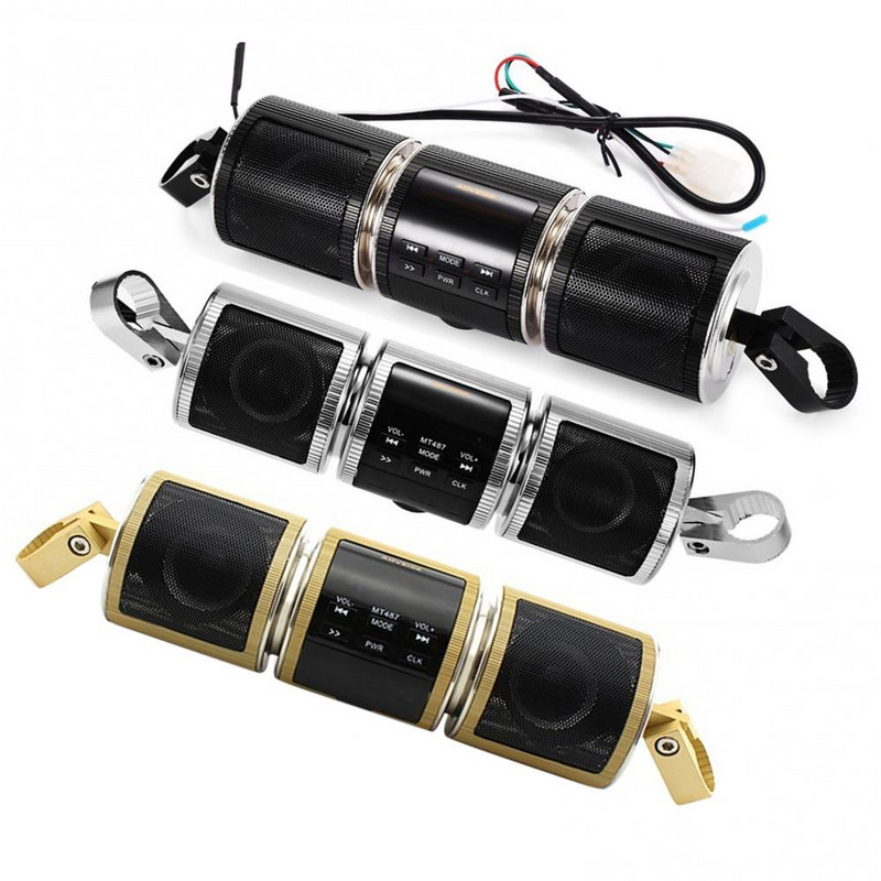 Motorkerékpár hangszóró Bluetooth V2.1+ EDR Audio Vízálló motoros sztereó hangszóró Motos FM rádió AUX USB TF MP3 lejátszó