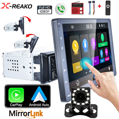 X-REAKO 1Din 9" inch Multimedia MP5 Player Ecran tactil detașabil Radio auto Stereo Android Auto Carplay Bluetooth FM Mirror Link