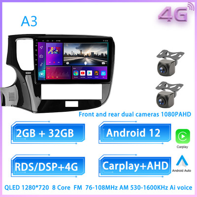 JIULUNET 8 nuclee autoradio Android 12 pentru Mitsubishi Outlander 3 III GF0W GF0W GG0W 2018 - 2021 Player Multimedia de navigare