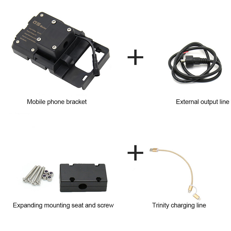 Motorkerékpár mobiltelefon-navigációs tartókészlet tartozékok USB-töltővel BMW F900r R1200GS LC Adventure S1000XR R1200RS-hez