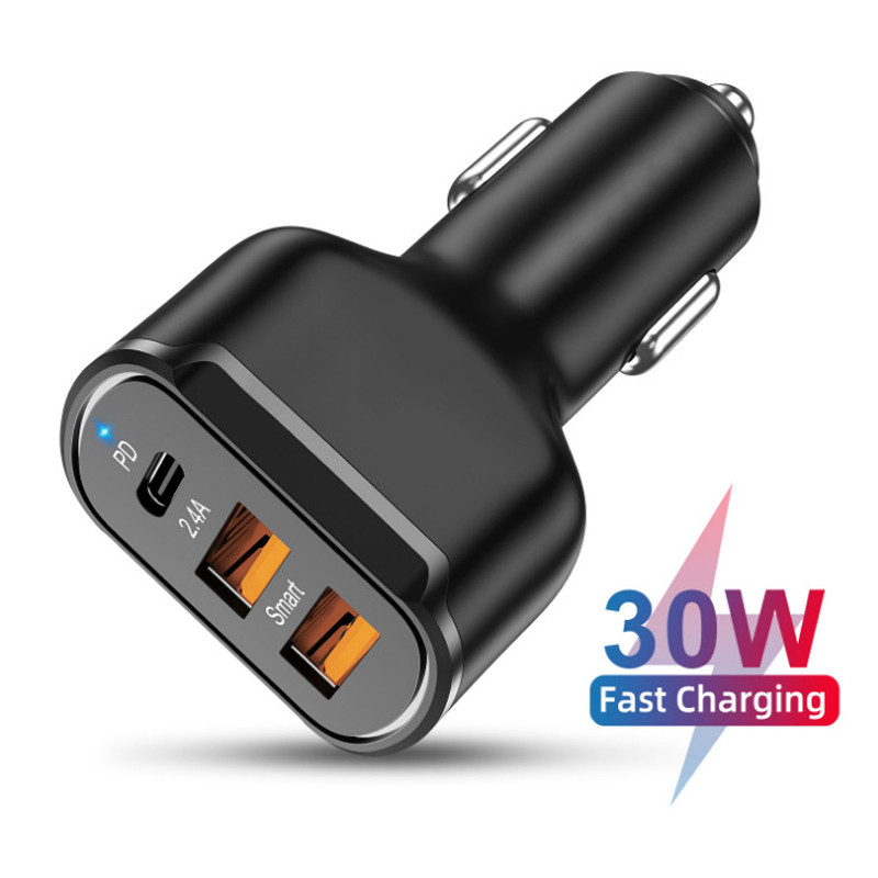 pentru toate mașinile12 24VType-c QC4.0 QC3.0adaptor încărcător autoPD+2.4A încărcător auto USB dubluPentru Xiaomi Huawei Samsung Apple