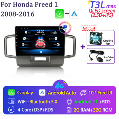 Radio auto Android 11 2 Din pentru Honda Freed 1 Spike 2008-2016 Player Multimedia 2din Carplay Stereo 4G GPS DVD Unitate de cap Audio