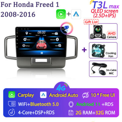 Radio auto Android 11 2 Din pentru Honda Freed 1 Spike 2008-2016 Player Multimedia 2din Carplay Stereo 4G GPS DVD Unitate de cap Audio