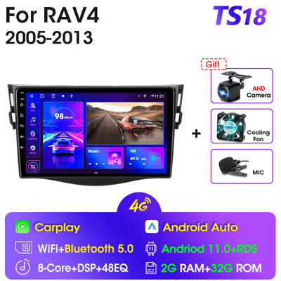 JMCQ 2Din 4G Android 11 autórádió sztereó multimédiás videó lejátszó Toyota RAV4 2005-2013 Navigációs GPS Carplay Wifi Bluetoothhoz